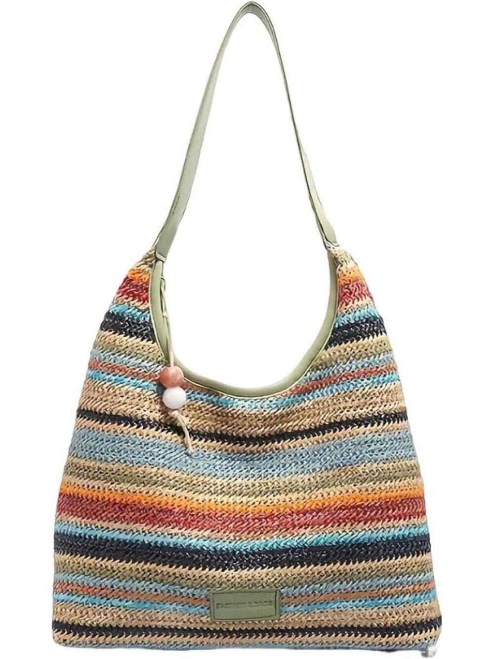 straw beach tote bag, summer vacation crochet purse, woven trendy colorful cute